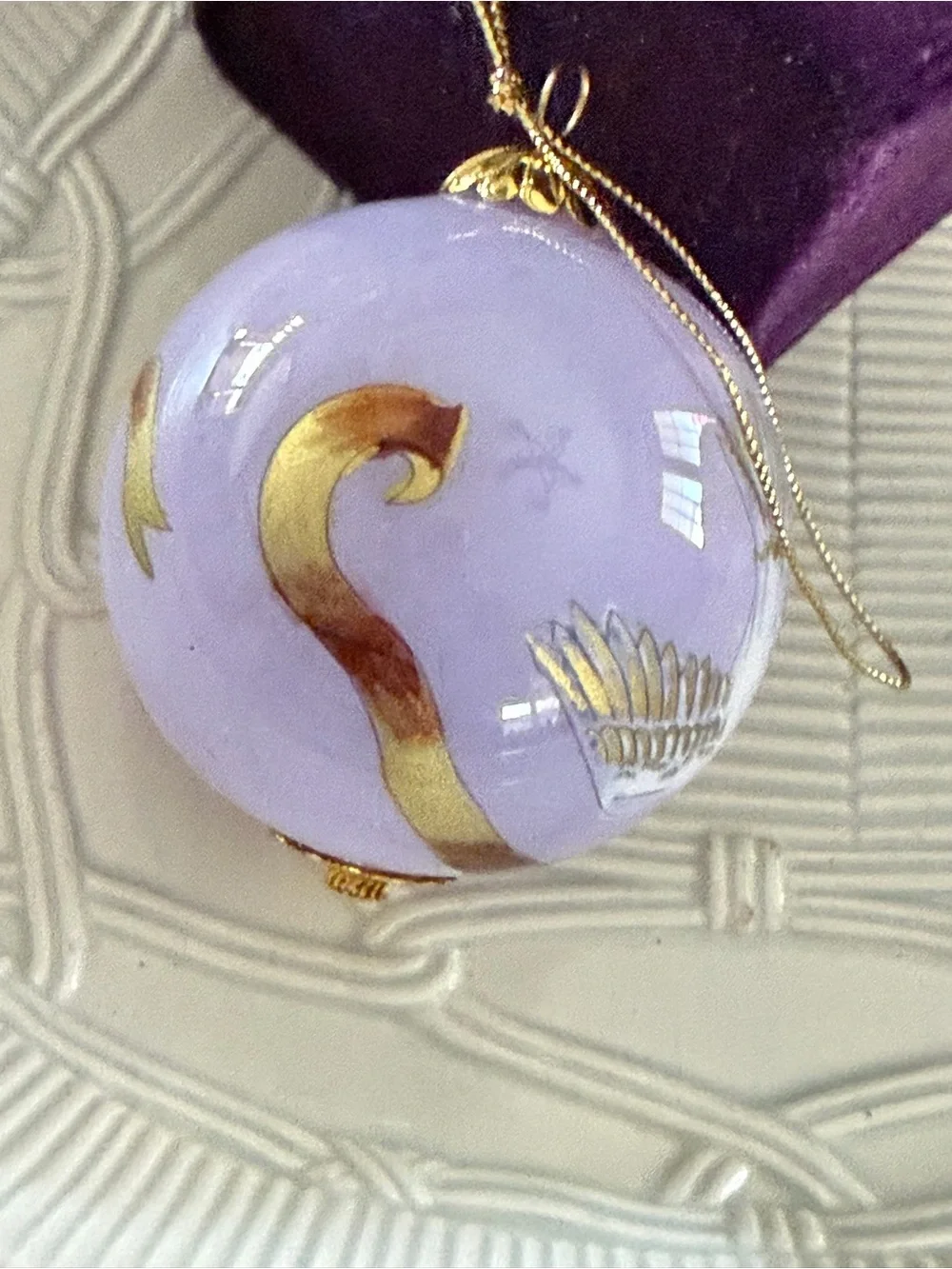 Pier 1 Lavender and Gold Dove 'Peace on Earth' Holiday Ornament